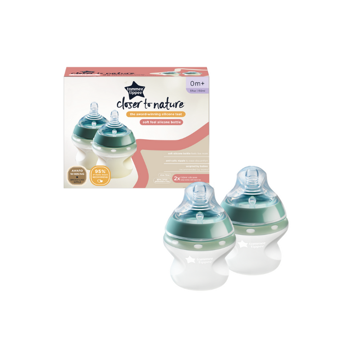 CLOSER TO NATURE 150ML BOTTLE 2PK 0M+ - SOFT FEEL SILICONE