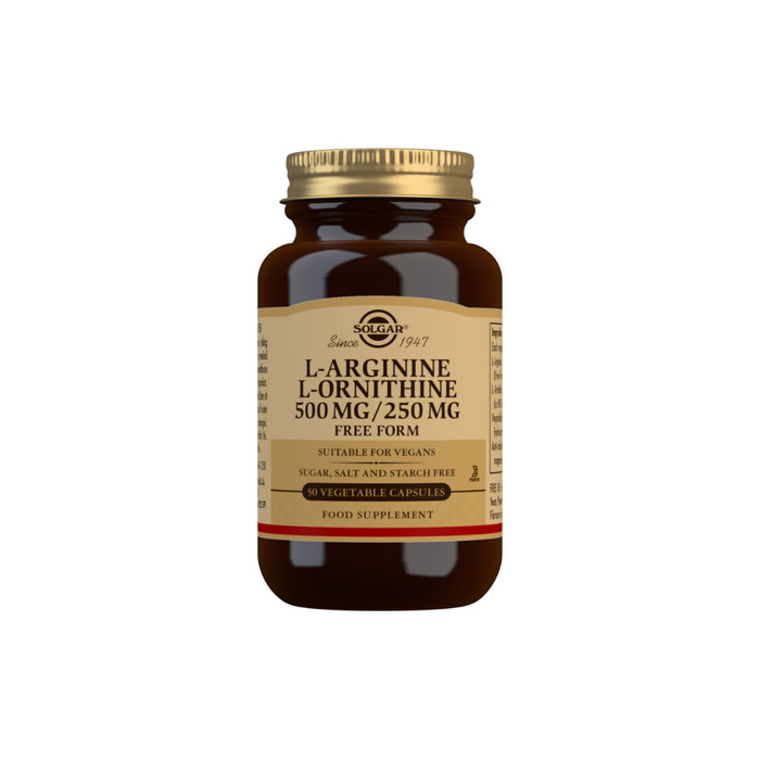 L-Arginine 500 mg / L-Ornithine 250 mg Vegetable Capsules - Pack of 50