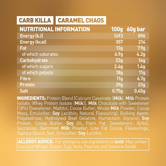 CARB KILLA® Bars | Caramel Chaos-Box of 12