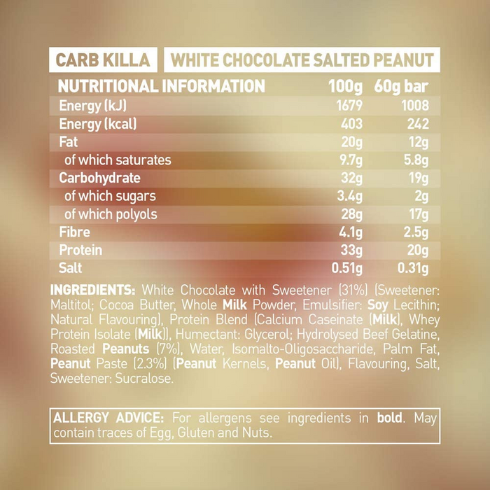 CARB KILLA® Bars | White Chocolate Salted Peanut-Box of 12