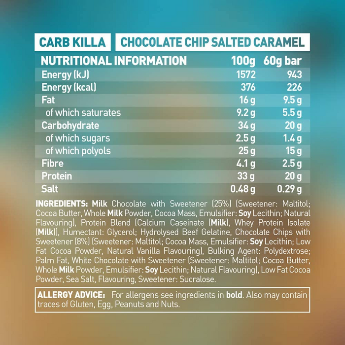 CARB KILLA® Bars | Chocolate Chip Salted Caramel-Box of 12